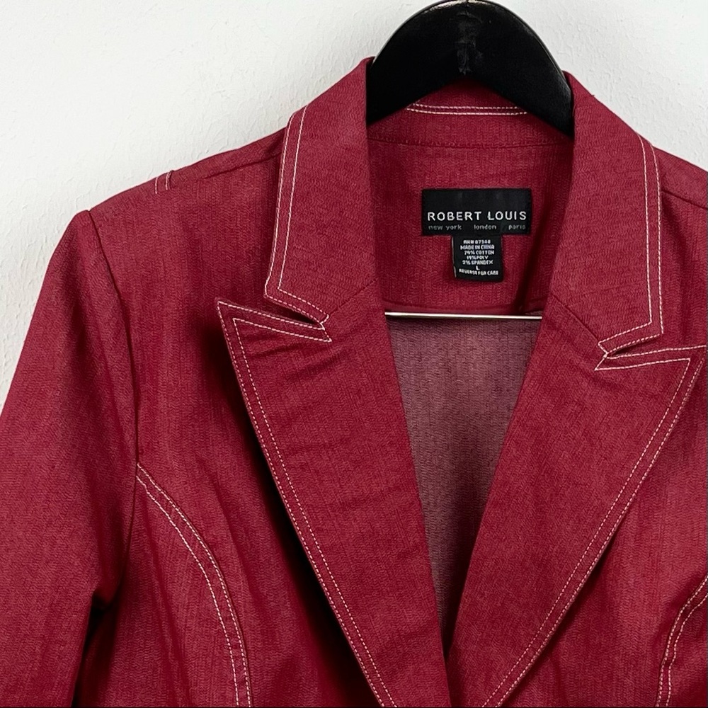 Vintage Robert Louis Jacket | Red Crop Denim SZ Large